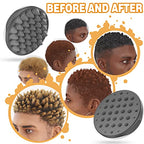 Silicone Hair Brush, Gray - Curly Hair Brush with Double-Sided Use, Different Sized Holes for Curling Afro and Short Hair, Non-Slip Twist Curl Comb for Men and Women, Travel Size