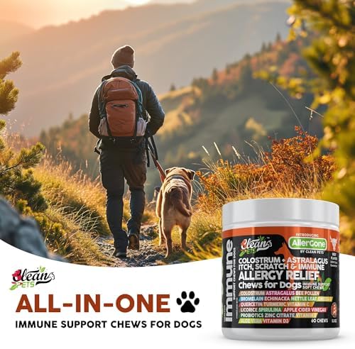 Dog Allergy Relief Chews | Itchy Skin Relief for Dogs | Colostrum Astralagus Omega 3 Bee Pollen Bromelain Echinacea Nettle Leaf Quercetin Licorice Root Spirulina ACV Immune - Pack of 1