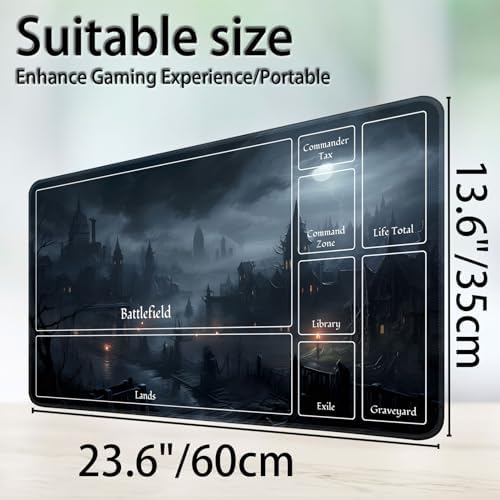 for MTG Game Playmat, for Magic TCG Rubber Play mat,Tabletop Card Playmats with Smooth Surface,Trading Card Inked Game Mat with New Zones,Battle Game,Fantasy Castle