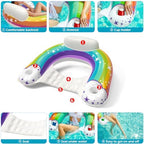 Jasonwell Inflatable Pool Float Chair - Pool Floaties Chair Floats Loungers for Swimming Pools Floating Lounger with Cup Holders Toy Party Floaties for Adults XL