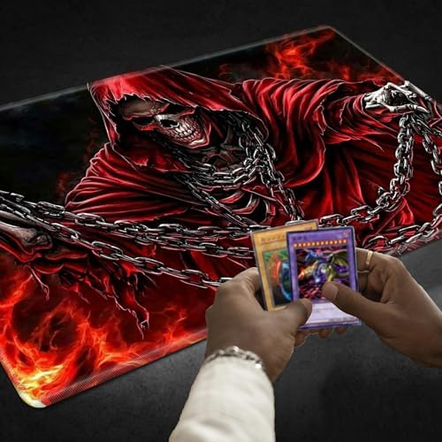 Playmats for Magic: The Gathering MTG Card Game Mat Plus 50 Pcs Card Sleeves, 24 x 14 inch TCG Mat with Stitched Edge for Commander Deck Duskmourn Board Game, Reaper with Cloak