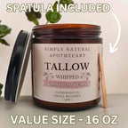 Tallow Balm - Whipped & Handmade - Moisturizing Face and Body Cream/Butter -Unscented - Hydrating - Vitamins A, D, E, K - Sensitive & Dry Skin - Grass Fed Cows, 16 ounce (Warm Vanilla)