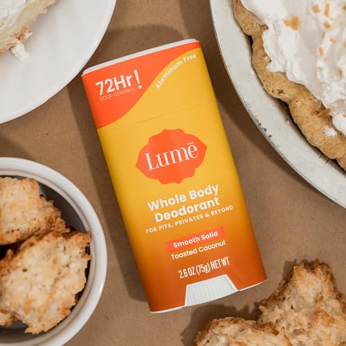Lume Whole Body Deodorant And Soap - 2.6 Ounce Smooth Solid Stick With 72 Hour Odor Control (Pack of 2) and 5 Ounce Triple Milled Soap (Pack of 2) - Aluminum and Baking Soda Free (Toasted Coconut)