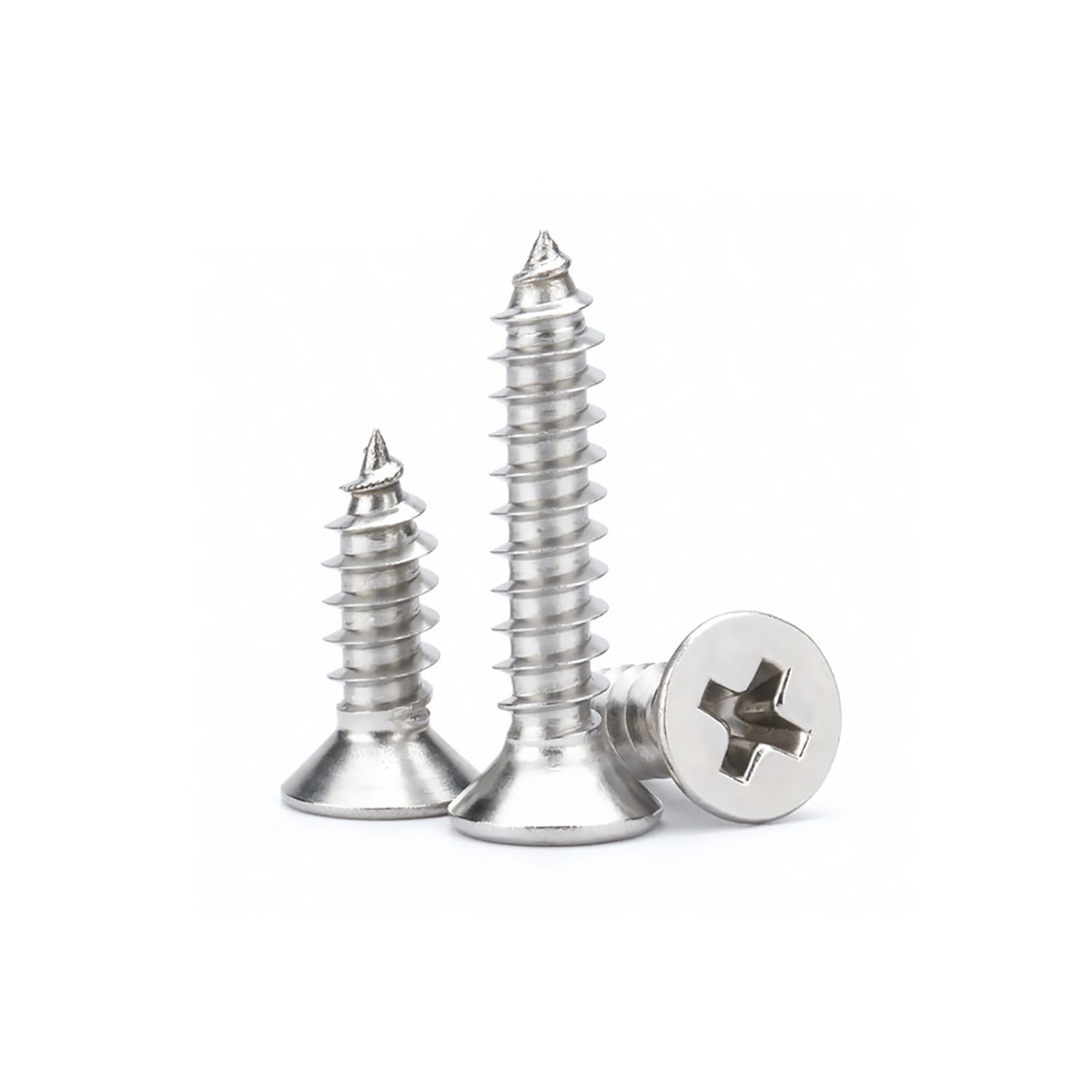 #4 x 5/8" (100 Pack) Flat Head Phillips Drive Screws Sheet Metal Self-Tapping Screws, 304 Stainless Steel Screw