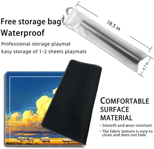 MTG Playmat with Zones Magic Card Playmat Game Mat,TCG & CCG Card Games Mat with Free Storage Bags Size 24 x 14 Inches (with Zones,Cloud)