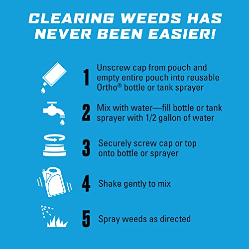 Ortho GroundClear Weed & Grass Killer Super Concentrate, with Empty Reusable Bottle, Comfort Wand & 2-5 oz Refill Pouches
