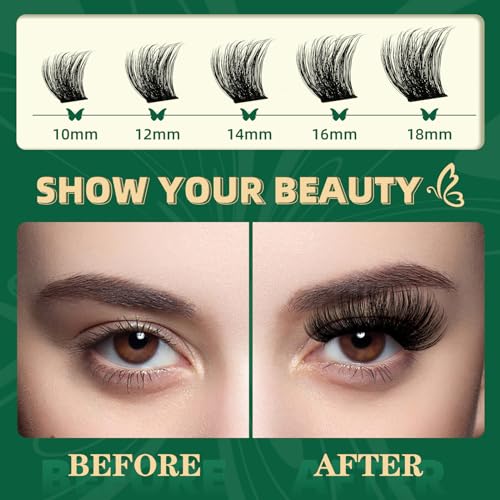 Lash Clusters 120pcs Eyelash Clusters 10-18mix D Curl Cluster Lashes Thick Super Soft Wispy DIY Eyelash Extension at Home(PC03-D-10-18MIX)