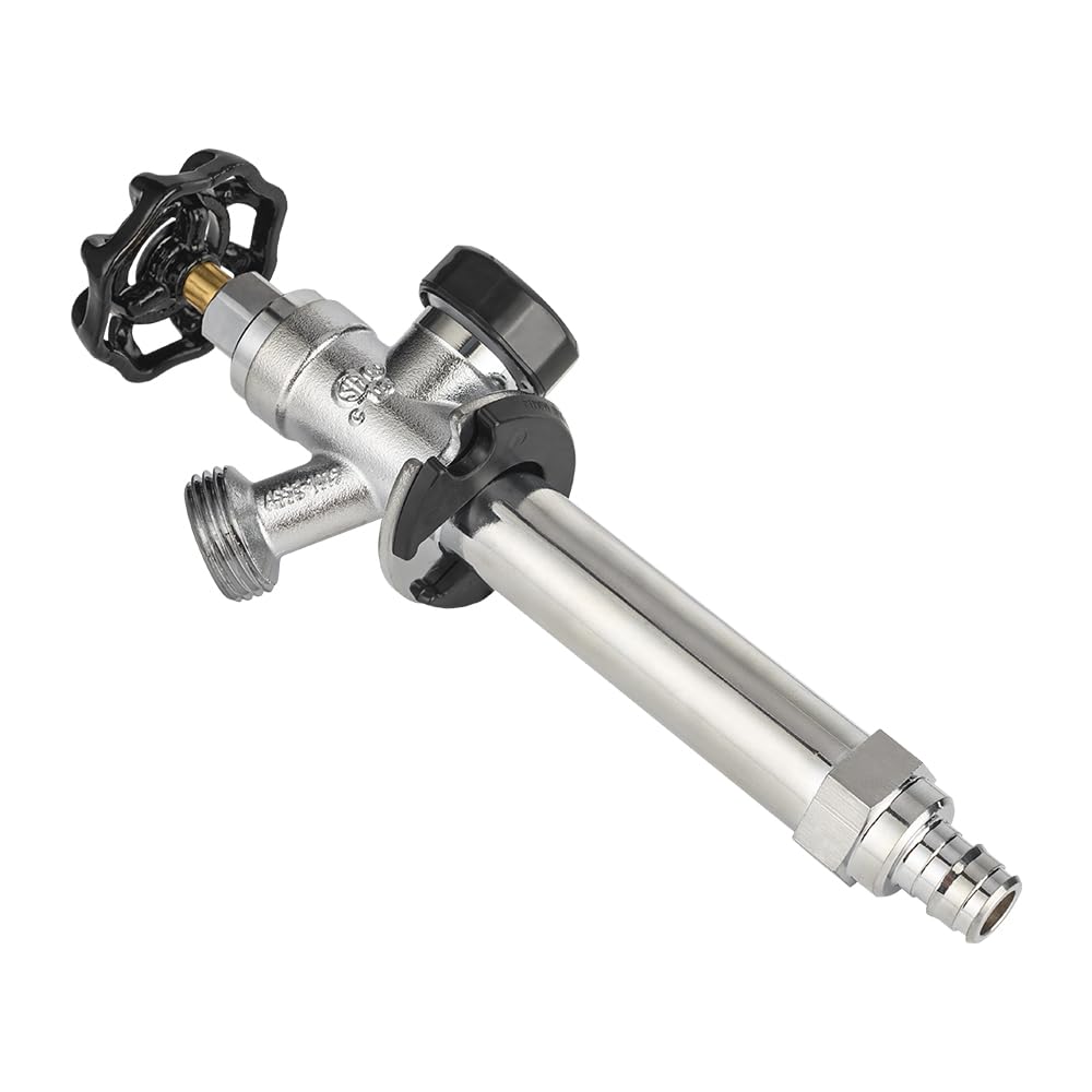 EFIELD 4-inch Anti-Siphon Frost Free Sillcock, 1/2 inch Pex-A Expansion Connection X 3/4 inch Hose Bibb, Chrome Plated Brass Body-4 Inch Length,(SILLCOCK034)