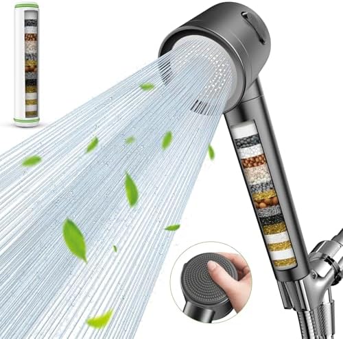Filtered Shower Head with Handheld, 3 Modes High Pressure Shower Heads, Shower Head with Filters 18 Layers for Hard Water, Remove Chlorine and Harmful Substance, Reduce Dry Skin