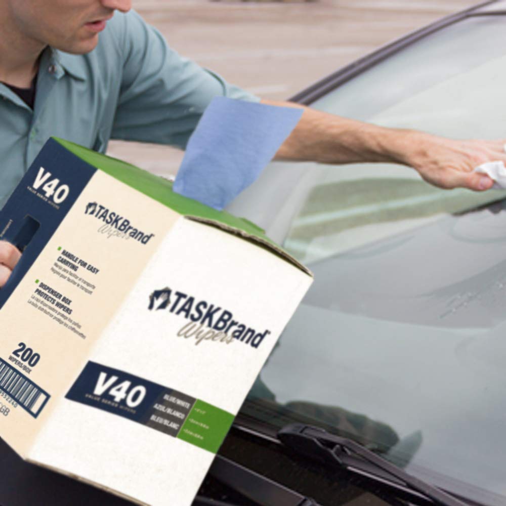 TaskBrand N-V040CGB Blue V40 Value Series Center Pull Wiper Sheets, All-Purpose Disposable Cleaning Towels, 10 x 11.5 Inches, Roll of 200