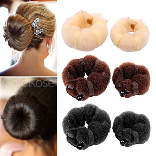 Beauty Small Hair Bun Maker - 2 Pieces Magic Styling Twist Ring Doughnut Chignon for Kids Ballet (Brown)
