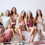 Semato Bachelorette Party Favor Set - Bride and Bridesmaid Spa Headbands, Skincare Head Bands for Women, Cute Bow Party Supplies (Blue Dot)