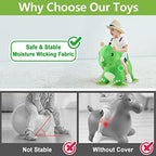iPlay, iLearn Bouncy Pals Dinosaur Hopper Toy 2 Year Old Boy, Toddler Plush Bounce Animals, Ride on Bouncing Triceratops for Kids, Outdoor Hopping Horse Bouncer, Cool Birthday Gifts 3 4 5 6 Yr Girls