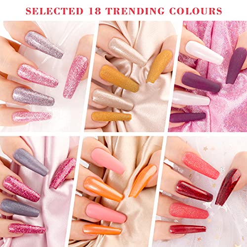 Lavender Violets Gel Nail Polish Kit - 18+3 Colors Glitter Purple Gray Silver Gold Soak-off UV LED Nail Gel Set with Base, Matte and Glossy Top Coat F985A