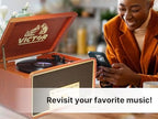 Victor VWRP-5000 Monument 8-in-1 Bluetooth Turntable with 3-Speed Vinyl Record Player, Cassette, CD Player, AM/FM Radio, USB, Aux Input, and Built-in Speakers – Ideal for Vinyl Lovers