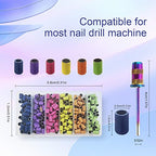 Sanding Bands for Nail Drill, Nail Drill Bits CORFULRA 300pcs 6 Colors Coarse Fine Nail Sander Set #80#100#120#150#180#240 Grits Sanding Bands, Rainbow Mandrel Nail Drill Bit for Acrylic Nails.