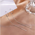 Reffeer Solid 925 Sterling Silver Chain Dangle Earrings Tassel for Women Teen Girls Long Dangle Earrings Minimalist Threader Earrings (A-Silver)