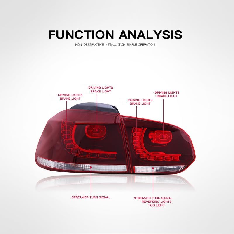 OQHAIR Dynamic Tail Light Assembly tail light modification Car Led Tail Light Assembly Sequential Turning Signal Waterproof IP67 For VW For Golf Mk6 2008-2013