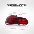 OQHAIR Dynamic Tail Light Assembly tail light modification Car Led Tail Light Assembly Sequential Turning Signal Waterproof IP67 For VW For Golf Mk6 2008-2013