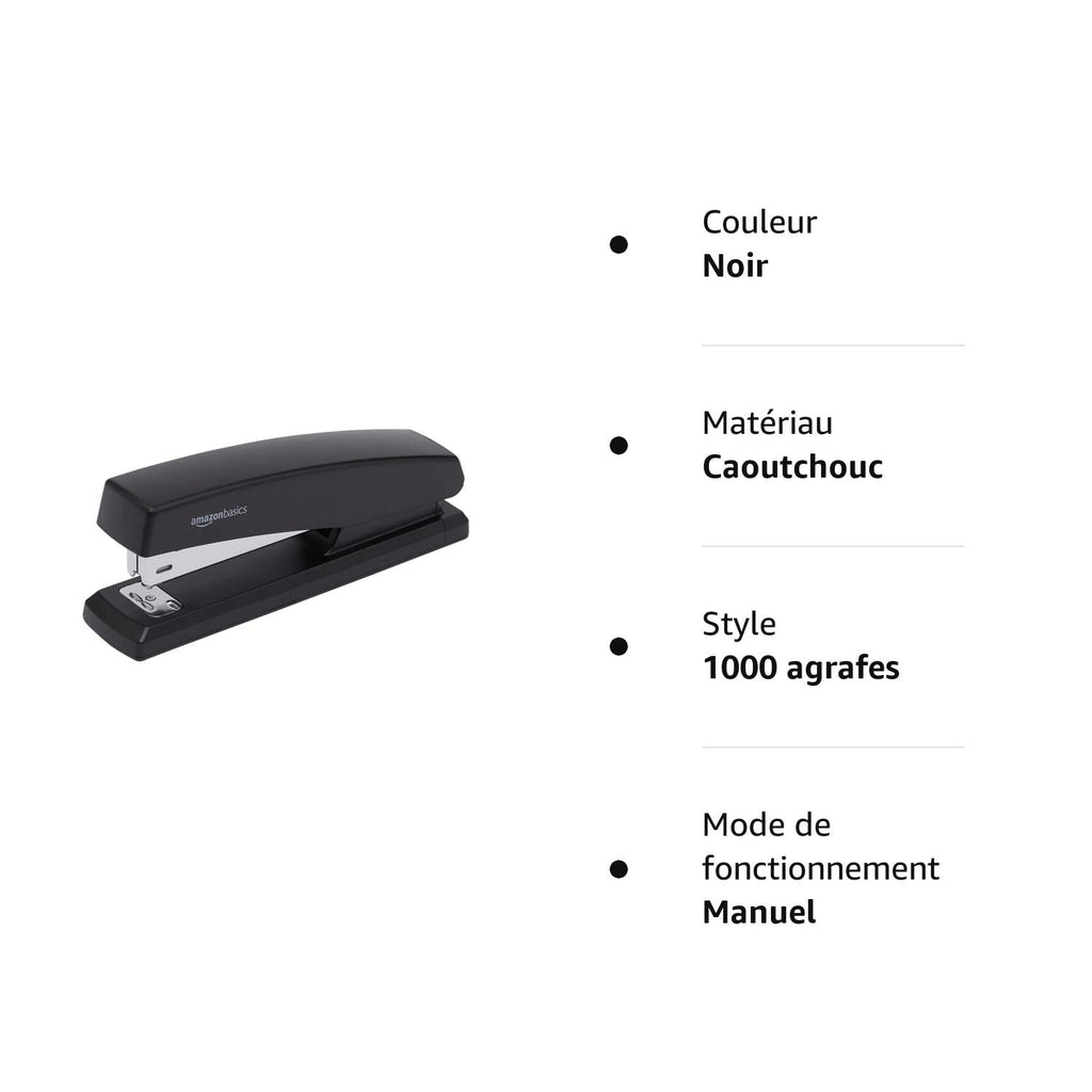 Amazon Basics Desktop Office Stapler, Lightweight, 25 Sheet Capacity, Non-Slip, Black, 3-Pack with 1000 Staples