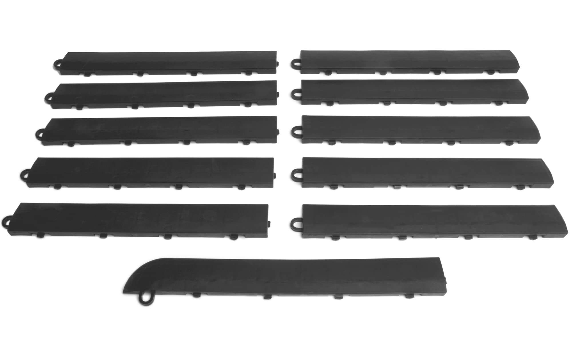 Big Floors Garage Floor Transition Edge, Interlocking Modular Garage Floor Edging Compatible with RaceDeck, GarageTrac & GarageDeck Tiles (Male, 11 Pack, Graphite)
