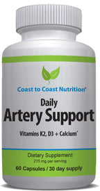 Coast to Coast Nutrition Artery Support - Artery & Circulation Supplements for Blood Flow – Vitamin K2 & D3 Blood Circulation Supplements for Men and Women - 60 Capsules