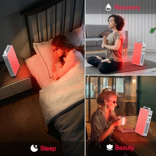Red Light Therapy, 630nm 660nm 810nm 830nm 850nm Red Near Infrared Light Device with 60 Dual Chip Clinical Grade LEDs, Remote Control, Timer for Face, Body, Skin, Pain Relief, BO-300 (White)