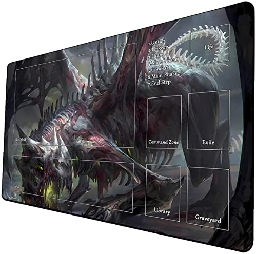 MTG Playmat, Game Play Mat for MTG TCG 24 x 14 inches Trading Card Inked Game Playmats with Storage Bag Smooth Rubber Surface Battle Game