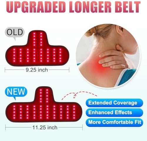 Red Light Therapy for Neck, Rechargeable 5000mAh Battery Infrared Red Light Therapy Belt for Body Wrist Leg Pain Relief, Portable Near Infrared Neck Wrap Devices at Home