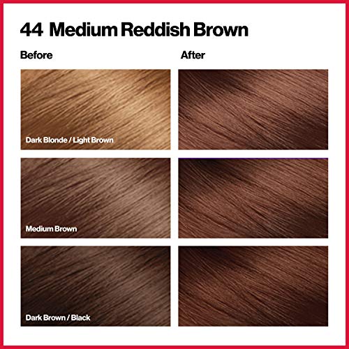 Revlon ColorSilk Permanent Hair Color, 100% Gray Coverage Dye Kit, Ammonia-Free, Keratin and Amino Acids, Red Shades, 44 Medium Reddish Brown (Pack of 3)