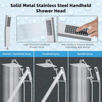 Hibbent All Metal 10'' Rainfall Shower Head, Dual Shower Head Combo, High Pressure Handheld Shower Wand, 16'' Adjustable Arc-shaped Shower Extension Arm, 71'' Hose, Showerhead Holder, Chrome