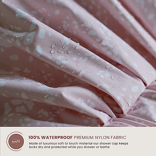 Reusable Shower Cap for Women Reusable Waterproof – Leakproof, Nonslip Hair Cap for Shower w/Comfy Flexiband – Soft, Breathable, Durable Shower Caps by SMPL OBJECTS (Blush)