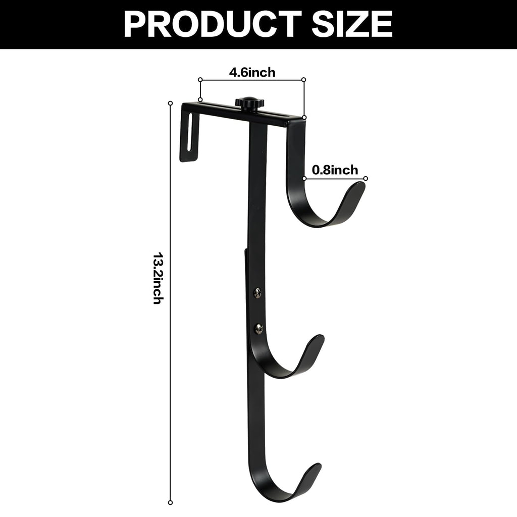 ECcandiedhaws 2Pcs Black Pool Pole Hangers, Adjustable Heavy Duty Swimming Pool Fence Hooks for Pool Equipment, Skimmers, Leaf Rakes, Nets, Brushes, Vacuum Hose, Garden Tool Organizer
