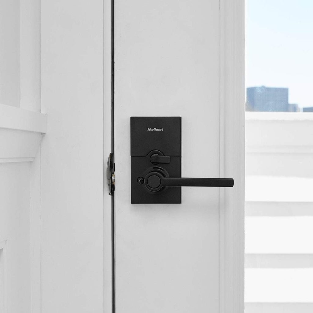 Kwikset SmartCode 917 Keypad Keyless Entry Residential Electronic Lever Lock Deadbolt Alternative with Halifax Door Handle, SmartKey Security, Matte Black Contemporary