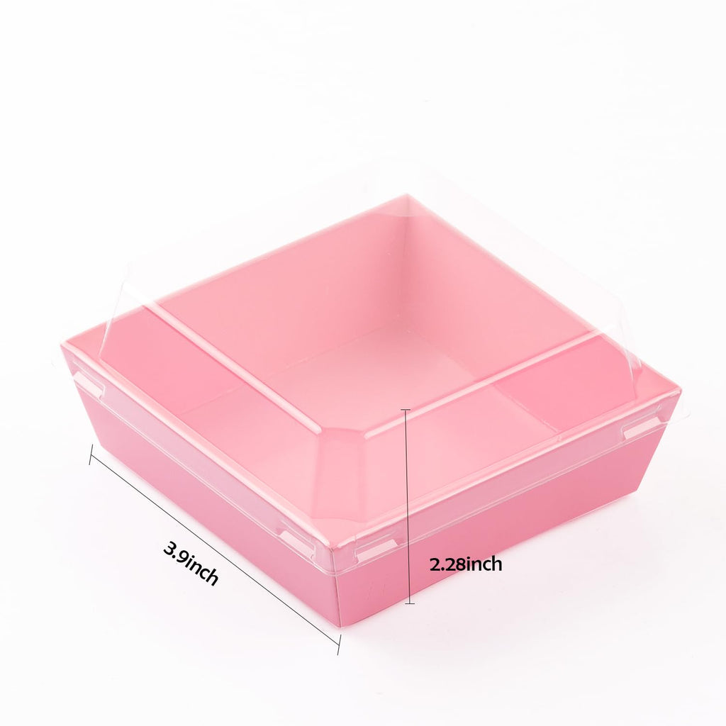 BUIYLV 50 Pack Charcuterie Boxes with Clear Lids, 4 Inches Pink Dessert Boxes To Go Disposable Mini Charcuterie Boxes for Cookie, Sandwich, Strawberry, Cupcake, Macaron, Cake Slice