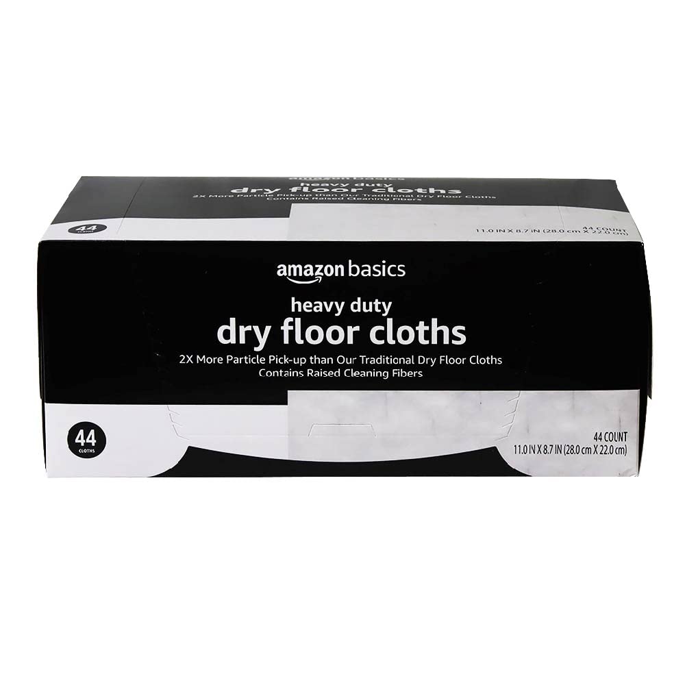 Amazon Basics Heavy Duty Dry Sweeping Cloths to Clean Dust, Dirt, Pet Hair, Fits Swiffer Sweeper Mop Heads, 44 Count (Pack of 1)