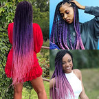 Liang Dian Braiding Hair Pre Stretched 36 Inches 8 Packs Synthetic Fiber Crochet Twist Braids Yaki texture Braiding Hair Extensions (36 Inch,1B/Purple/Pink)