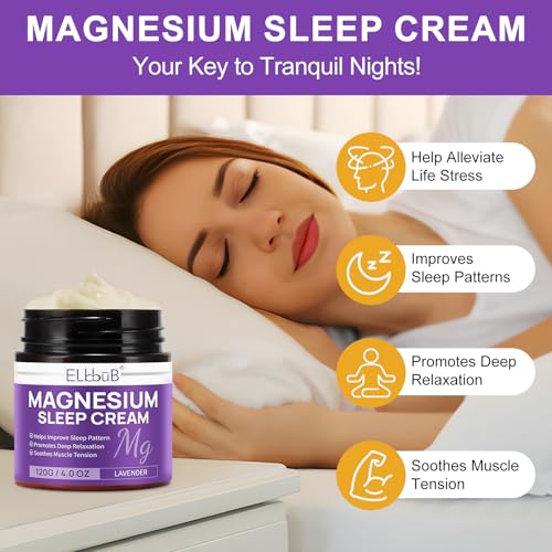 Magnesium Cream - Enriched with Almond Oil, Lavender, and Vitamin E for Deep Relaxation - Natural Magnesium Lotion for Skin Nourishment and Quick Absorption - Lavender