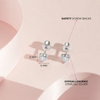In Season Jewelry CZ Birthstone Heart Kids Earrings - 925 Sterling Silver Hypoallergenic Earrings for Girls with Safety Screw Backs - Safe & Comfortable for Toddlers, Kids & Little Girls - Clear