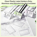 Tatuo 200 Pcs Plastic Wire Shelf Label Holders Clear Reusable Price Tags Display Shelf for Pantry Retail Merchandise Supermarket Bins Clip on Price Labels Signs for Card Shop Market Basket