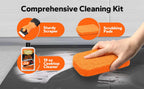 CleanCrown 3-in-1 Cooktop Cleaner Kit (19 Oz Cooktop Cleaner + Scrubbing Pad + Scraper), Stovetop Cleaner for Electric Top Stoves, Ceramic Cooktops & Fireplace Glass, Remove Burned on Food, Grease