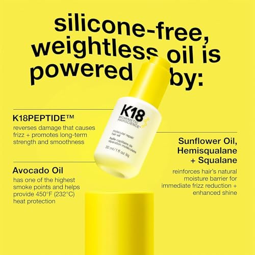 K18 Molecular Repair Hair Oil, Weightless Oil for Stronger, Healthier Hair, Suitable For All Hair Types