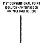 Drill America - DWDDL8X9/32 9/32" x 8" High Speed Steel Extra Long Drill Bit, DWDDL Series