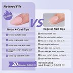 BTArtbox Short Almond Gel Nail Tips - Soft Gel XCOATTIPS Natural Press On Nails, Pre-colored Gel Nails Full Cover Fake Nails Nude for for Daily Nail Art