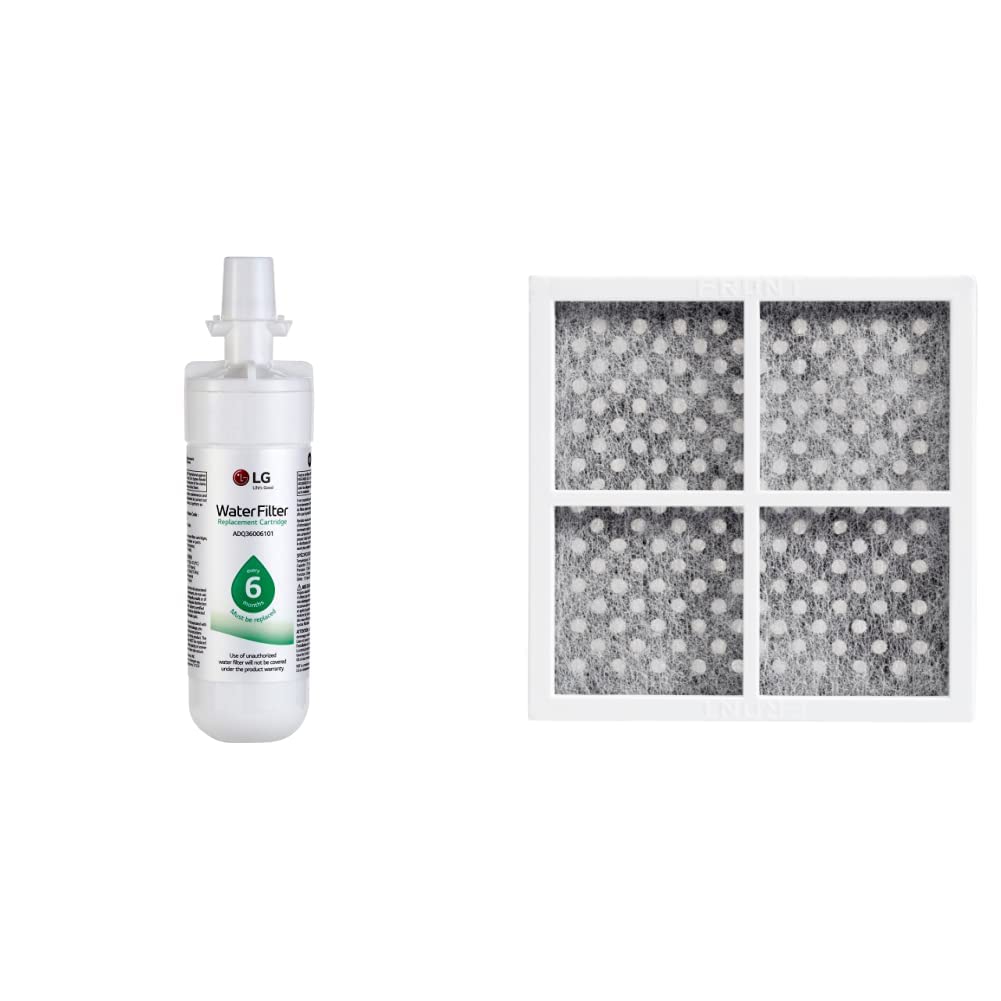 LG LT700P- 6 Month / 200 Gallon Capacity Replacement Refrigerator Water Filter, White, Single & LT120F - 6 Month Replacement Refrigerator Air Filter