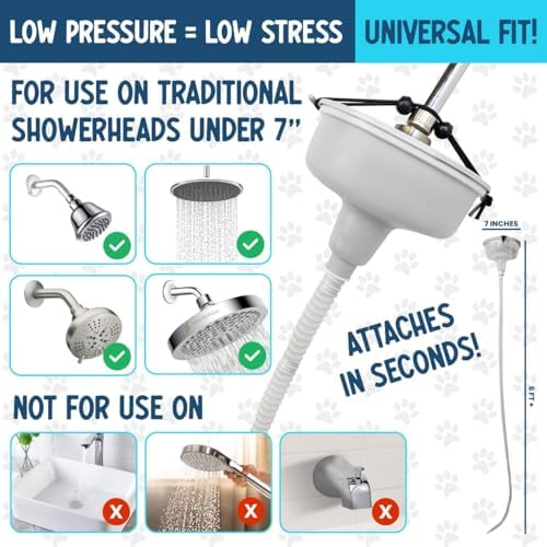 5-MinutePetBath Low Stress Dog Shower Attachment for Shower Head, Portable Pet Wash Station, Dog Washing Kit, Pet Shower Attachment, Epsom Salt Dog Spa, Shower Hose Attachment, Dog Wash - Green