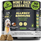 Googipet Dog Allergy Chews, Dog Allergy Relief & Itchy Skin Relief, Skin & Coat Supplement +Bee Pollen, Colostrum for Dogs, Coconut Oil, Probiotics, & Omega 3 Fish Oil to Reduce Constant Scratching
