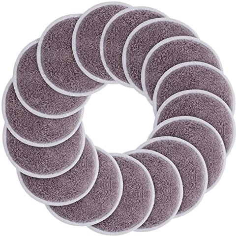SUNLAND Reusable Makeup Remover Pads for Face,Eye,Lips 16 Pack Microfiber Face Cleansing Gloves Washable with Laundry Bag and Travel Bag Rounds Toner Pads (Round 3.15inchx16, dpurple)