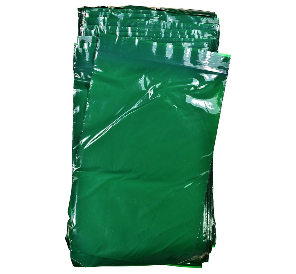 uGems 6" x 9" Green Resealable Bags -100 Pack of Opaque Plastic Storage Bags for Privacy, Light Protection, and Food Storage Ideal for Crafts, Tools, Office Supplies, FDA Compliant r69gr-100