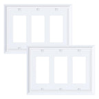 2-Pack Decorative Tripple Decorator Outlet Cover Plate, Durable Natural Bamboo Fiber Pure White Wall Plates for Electrical Outlets, Receptacle, GFCI Outlet, Dimmer Switch, 3-Gang, Corrosion Resistant